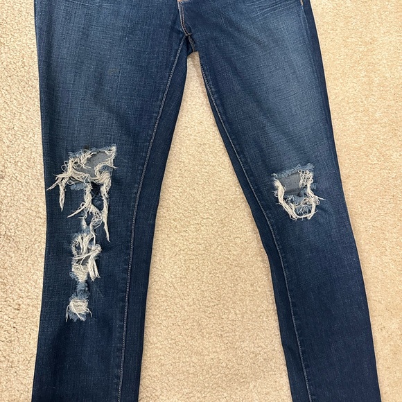 J Brand Dark Blue Distressed Skinny Jeans - Picture 4 of 12